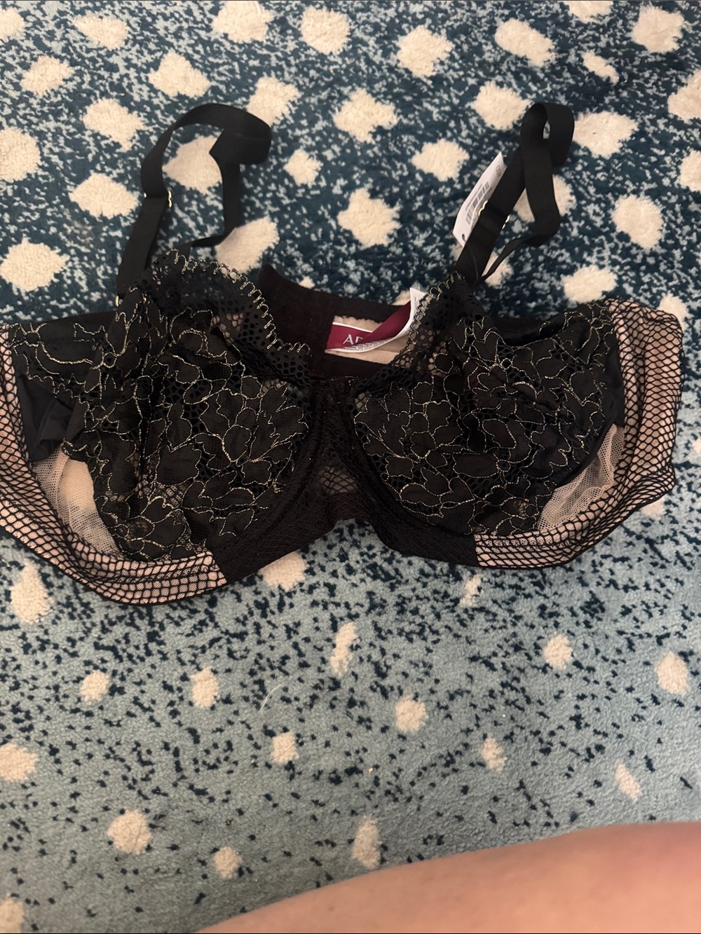 Adore Me Black Floral Embroidered Underwire Bra